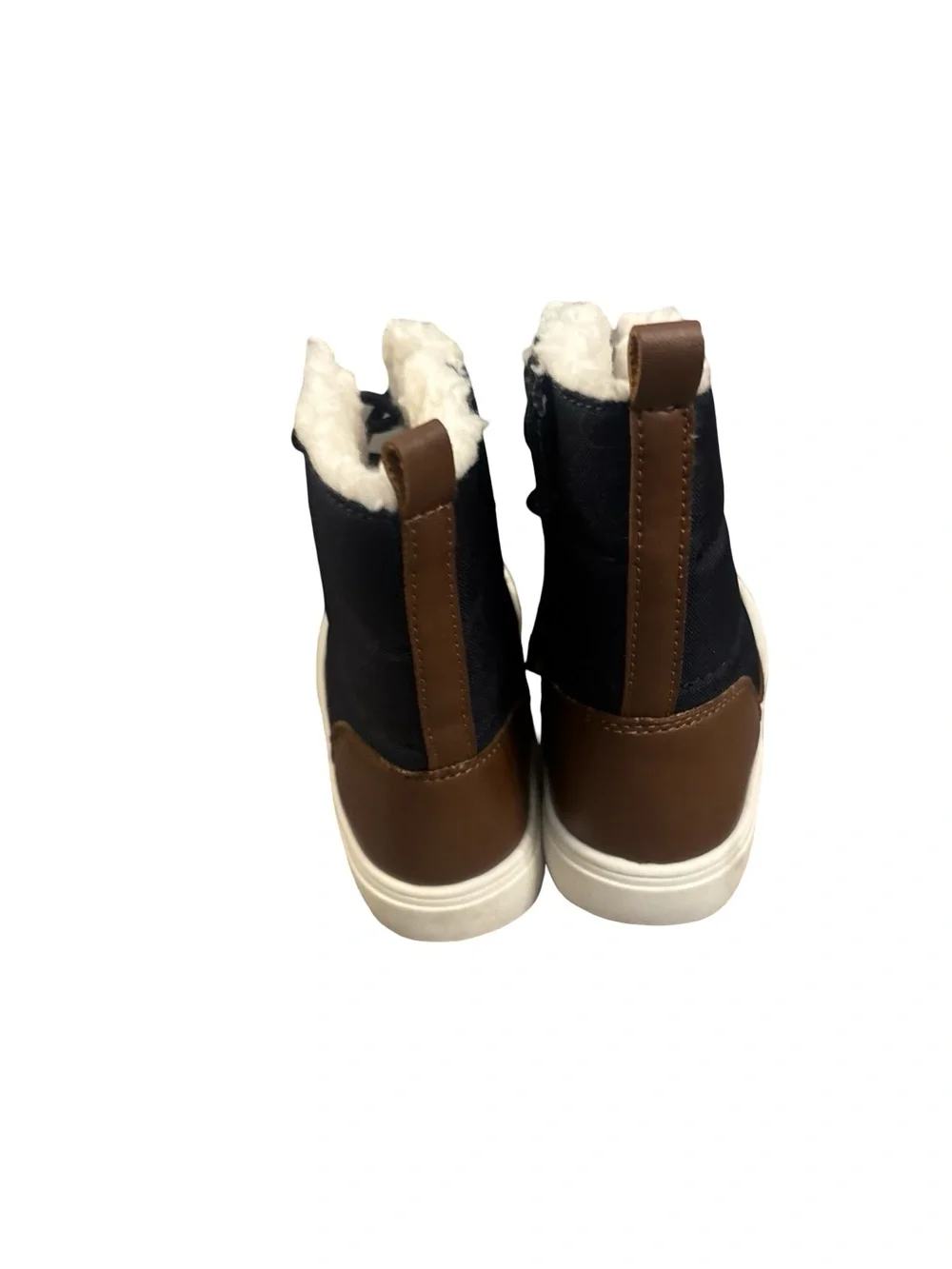 Kids Unisex Navy & Brown Casual Budget Friendly Winter Boot Sneakers Size 9